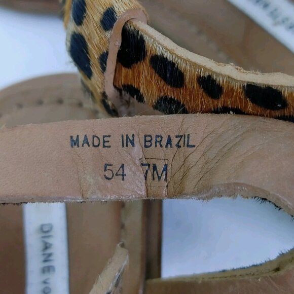 Diane von Furstenberg Dion Cheetah Leather Thong Sandals Women's Size 7 - Picture 11 of 11